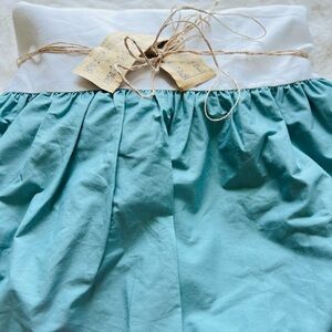 New Vintage WestPoint Stevens Full Bed Skirt – Aqua Blue & White, 14” Drop